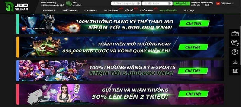 Các sảnh cược Esport chủ đạo tại JBO
